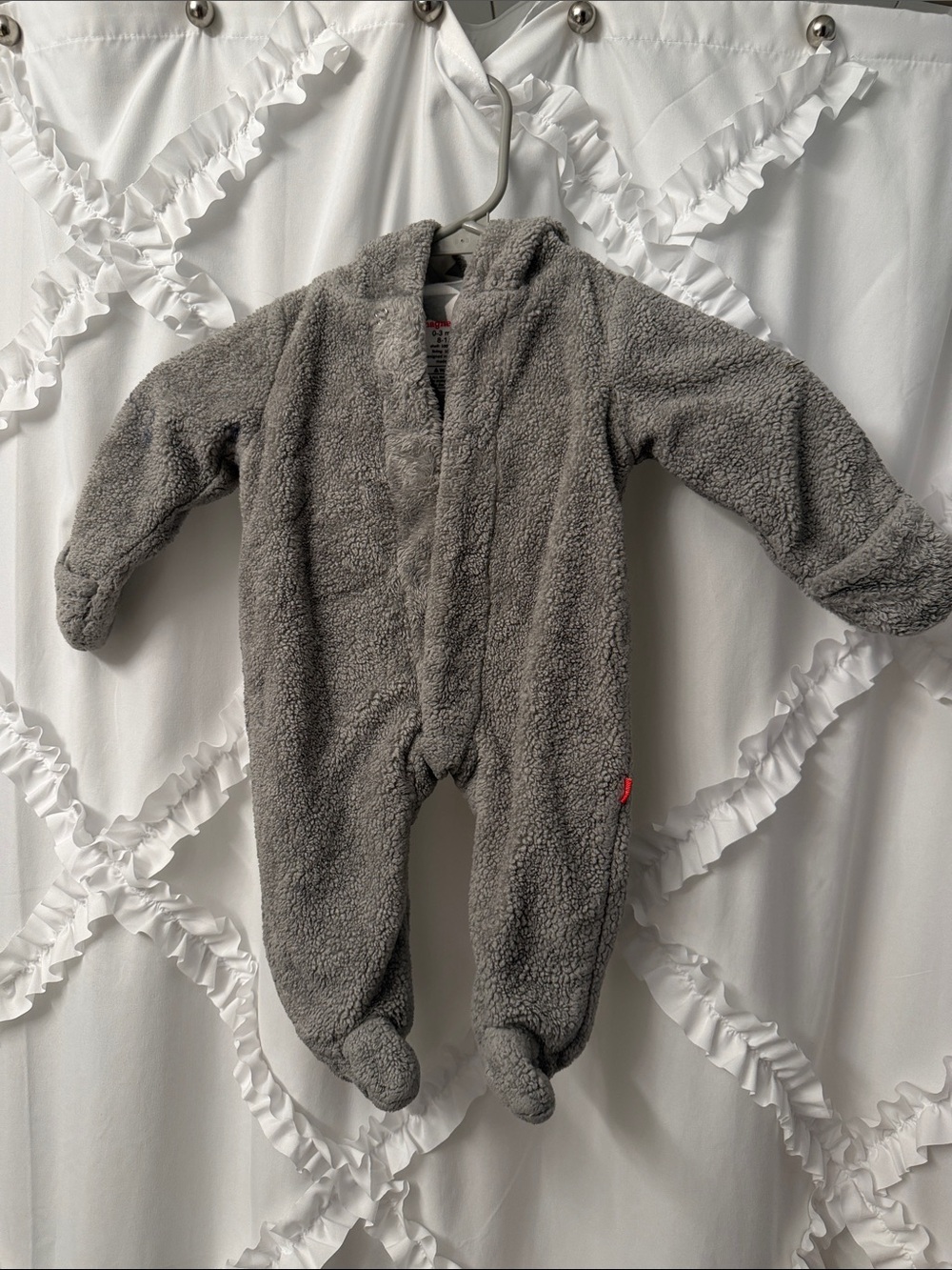 Magnetic Me Gray Sherpa Footed One-Piece
